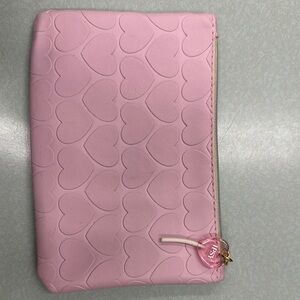 Pink Heart-Patterned Clutch